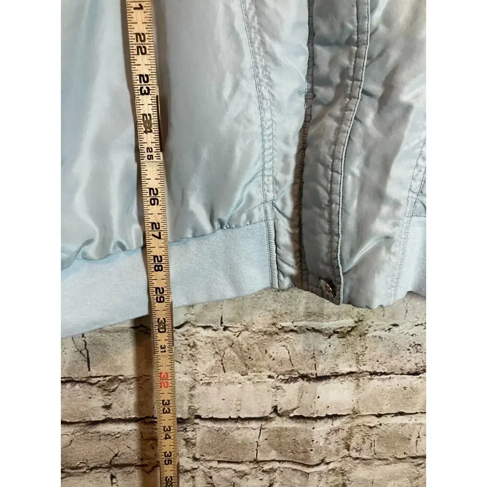Vintage Ashton Cove Silk Jacket Women Medium Baby Icy Blue Zip Up Ultra Soft 80s